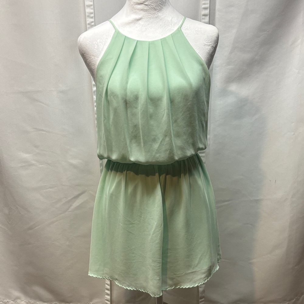 LUSH Romper Halter Neck Keyhole Mint Green Casual Summer